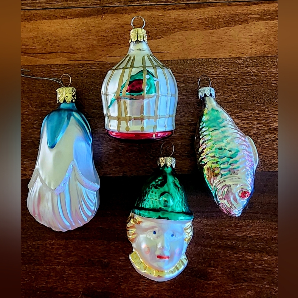 RARE Vintage German Mercury Glass Christmas Ornaments SET OF 4